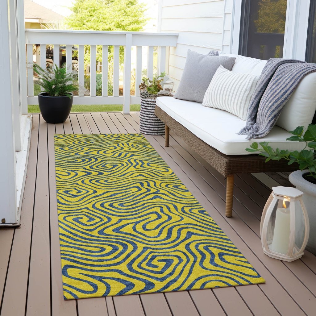 LOOMLAN Rugs Zena Yellow Washable Indoor-Outdoor Rug