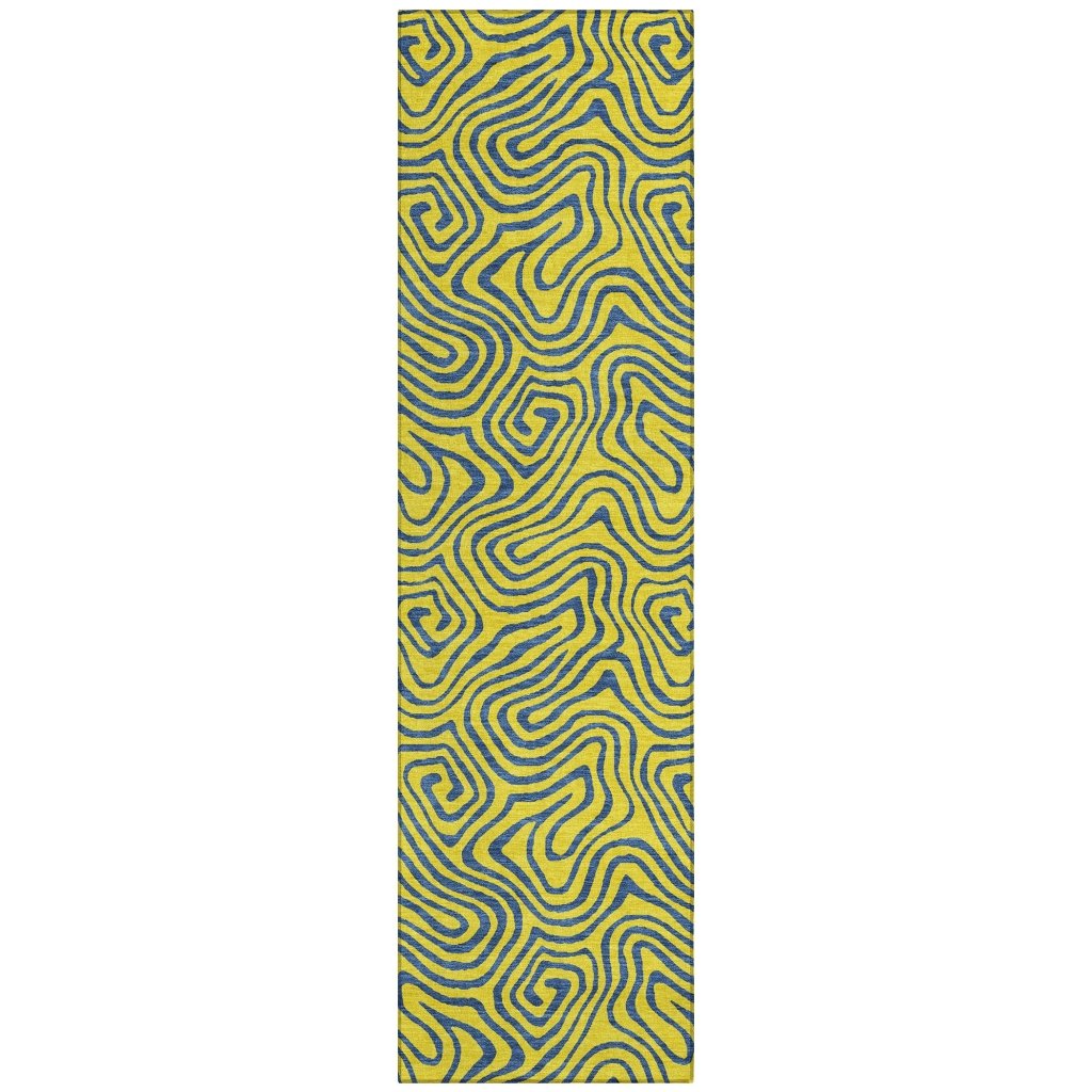 LOOMLAN Rugs Zena Yellow Washable Indoor-Outdoor Rug