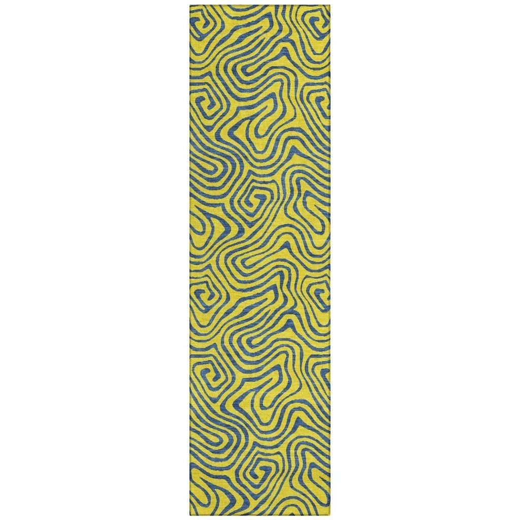 LOOMLAN Rugs Zena Yellow Washable Indoor-Outdoor Rug