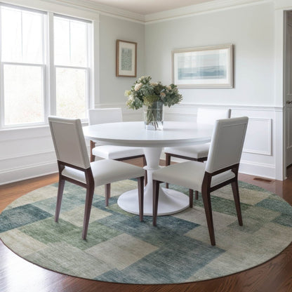 LOOMLAN Rugs Zenia Blue Washable Indoor-Outdoor Rug