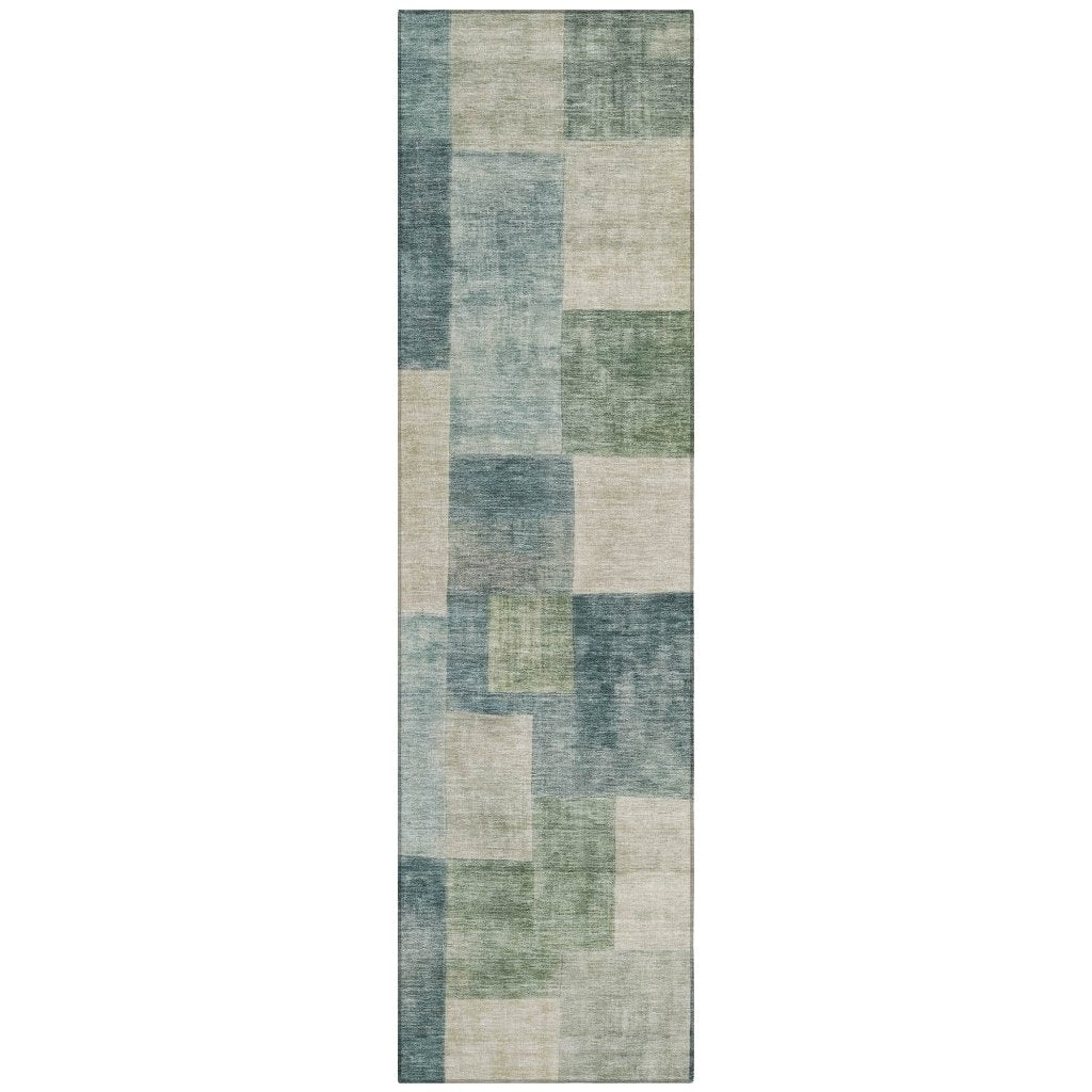 LOOMLAN Rugs Zenia Blue Washable Indoor-Outdoor Rug