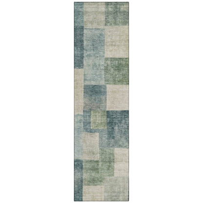 LOOMLAN Rugs Zenia Blue Washable Indoor-Outdoor Rug