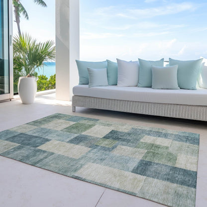 LOOMLAN Rugs Zenia Blue Washable Indoor-Outdoor Rug