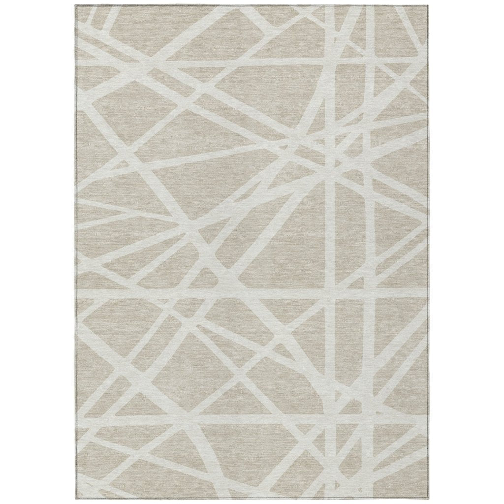 LOOMLAN Rugs Zephina Beige Washable Indoor-Outdoor Rug