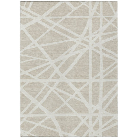 LOOMLAN Rugs Zephina Beige Washable Indoor-Outdoor Rug