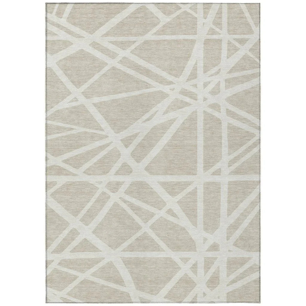 LOOMLAN Rugs Zephina Beige Washable Indoor-Outdoor Rug