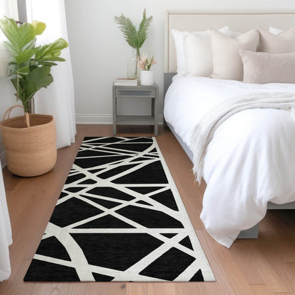 LOOMLAN Rugs Zephina Black Washable Indoor-Outdoor Rug