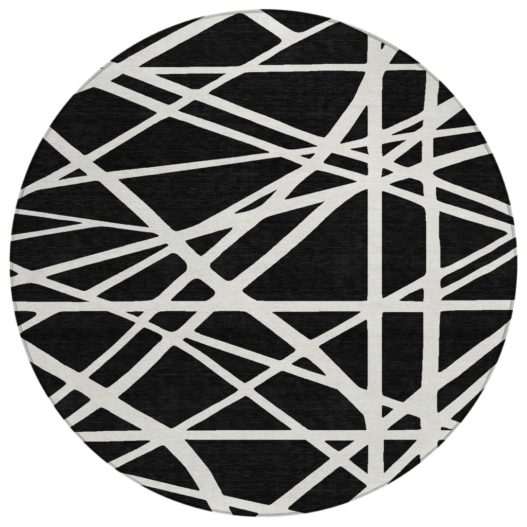 LOOMLAN Rugs Zephina Black Washable Indoor-Outdoor Rug