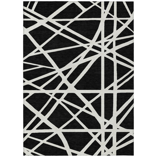 LOOMLAN Rugs Zephina Black Washable Indoor-Outdoor Rug