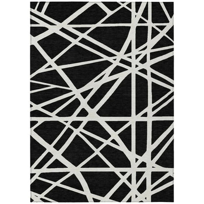 LOOMLAN Rugs Zephina Black Washable Indoor-Outdoor Rug