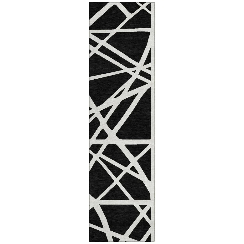 LOOMLAN Rugs Zephina Black Washable Indoor-Outdoor Rug