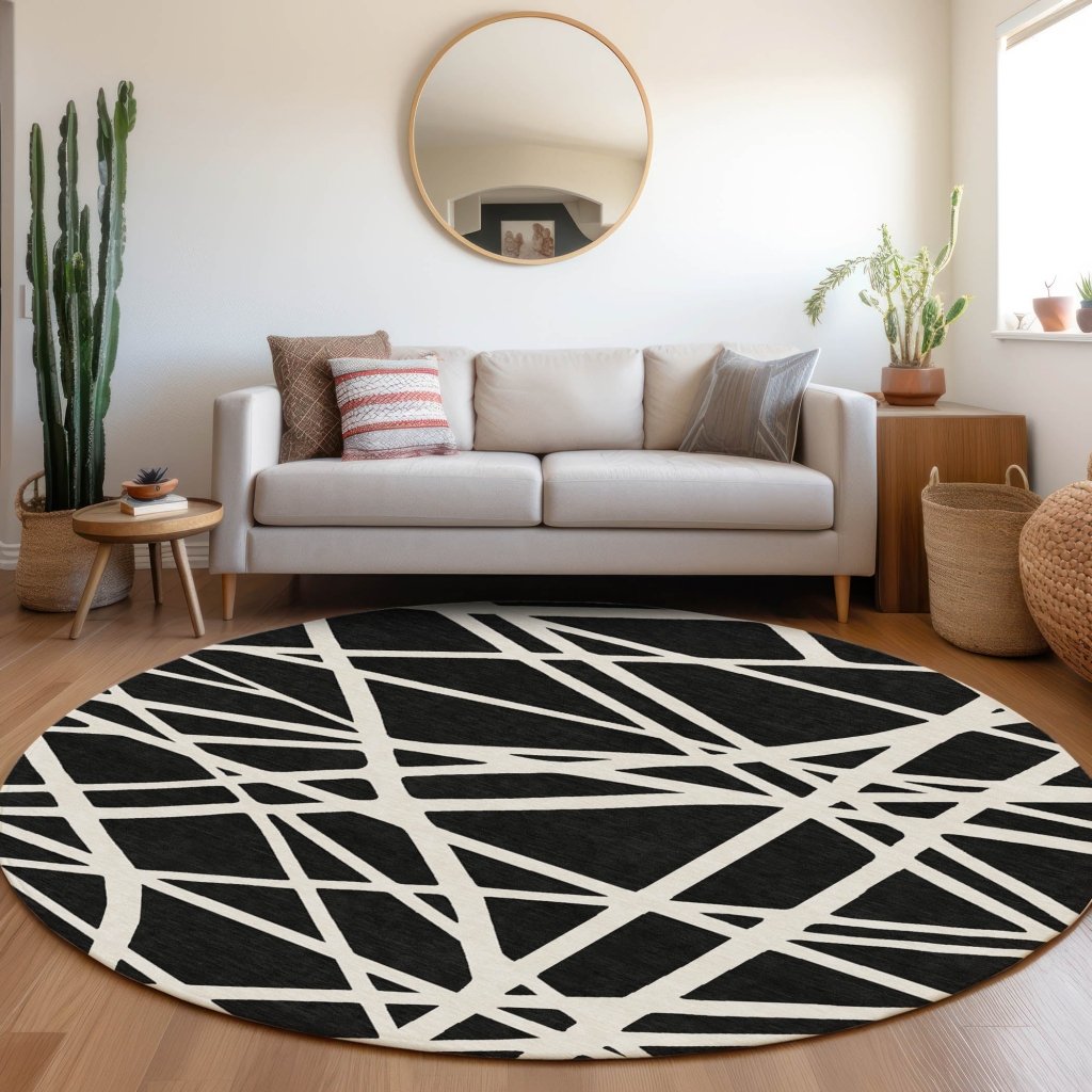 LOOMLAN Rugs Zephina Black Washable Indoor-Outdoor Rug