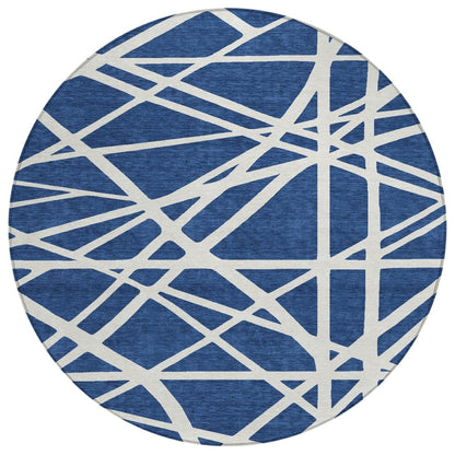 LOOMLAN Rugs Zephina Blue Washable Indoor-Outdoor Rug