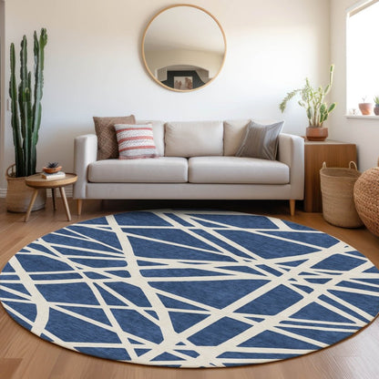 LOOMLAN Rugs Zephina Blue Washable Indoor-Outdoor Rug