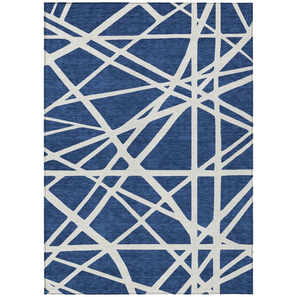 LOOMLAN Rugs Zephina Blue Washable Indoor-Outdoor Rug