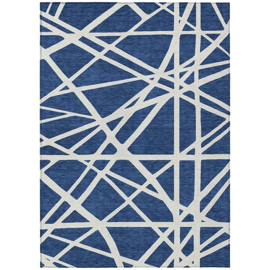 LOOMLAN Rugs Zephina Blue Washable Indoor-Outdoor Rug