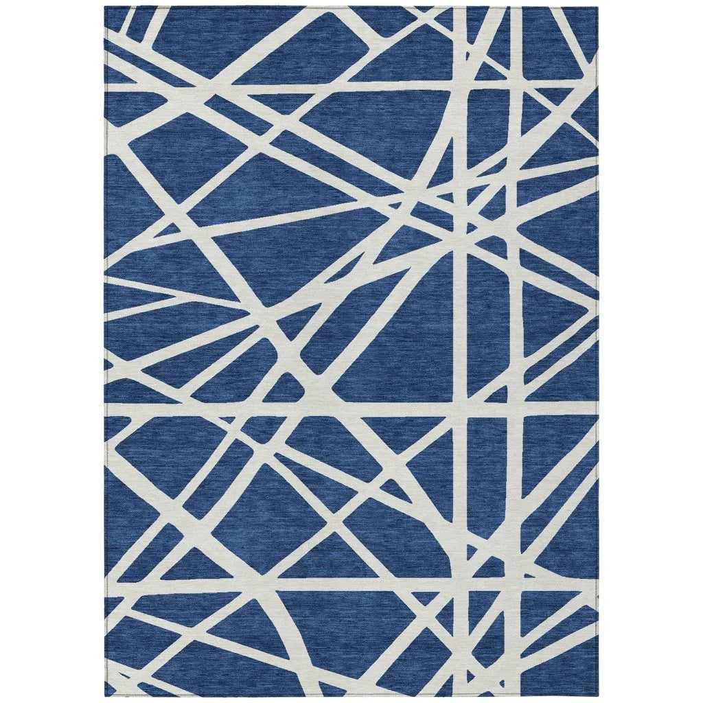 LOOMLAN Rugs Zephina Blue Washable Indoor-Outdoor Rug