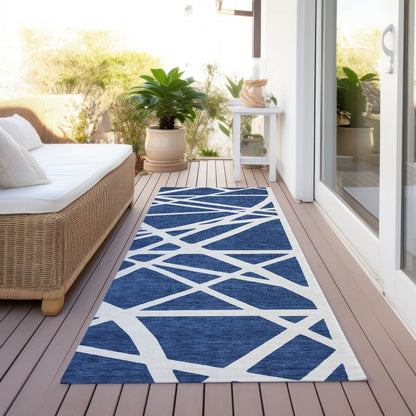 LOOMLAN Rugs Zephina Blue Washable Indoor-Outdoor Rug