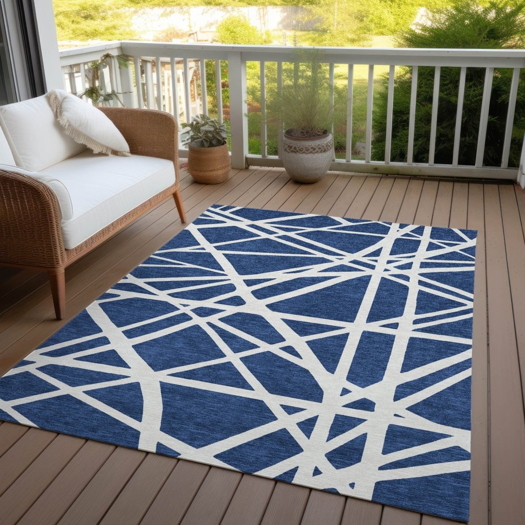 LOOMLAN Rugs Zephina Blue Washable Indoor-Outdoor Rug