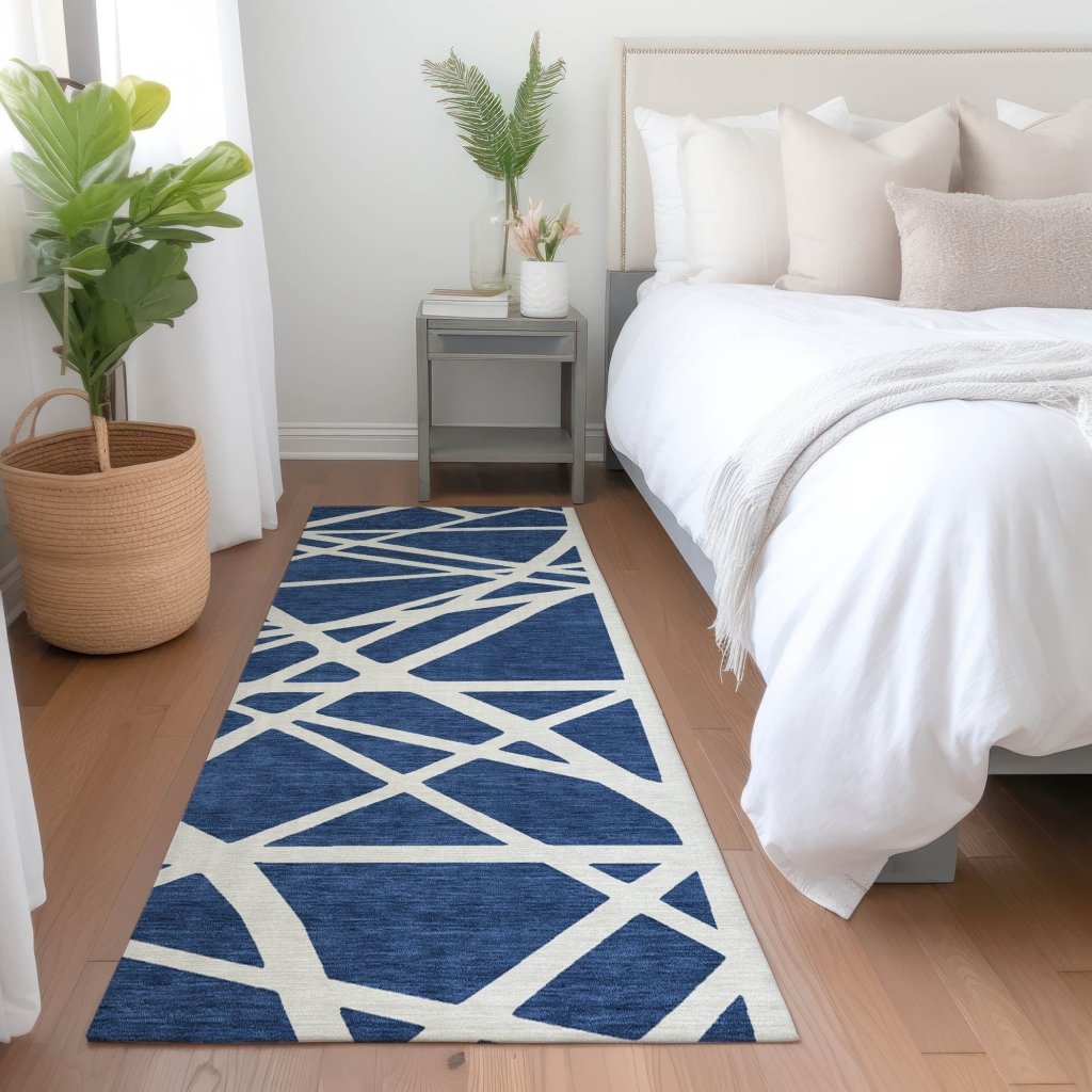 LOOMLAN Rugs Zephina Blue Washable Indoor-Outdoor Rug
