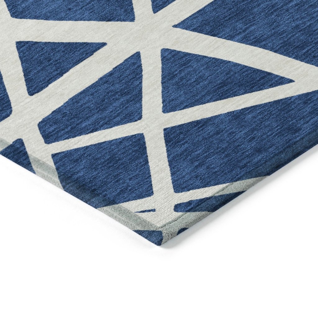 LOOMLAN Rugs Zephina Blue Washable Indoor-Outdoor Rug