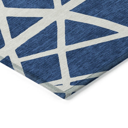 LOOMLAN Rugs Zephina Blue Washable Indoor-Outdoor Rug