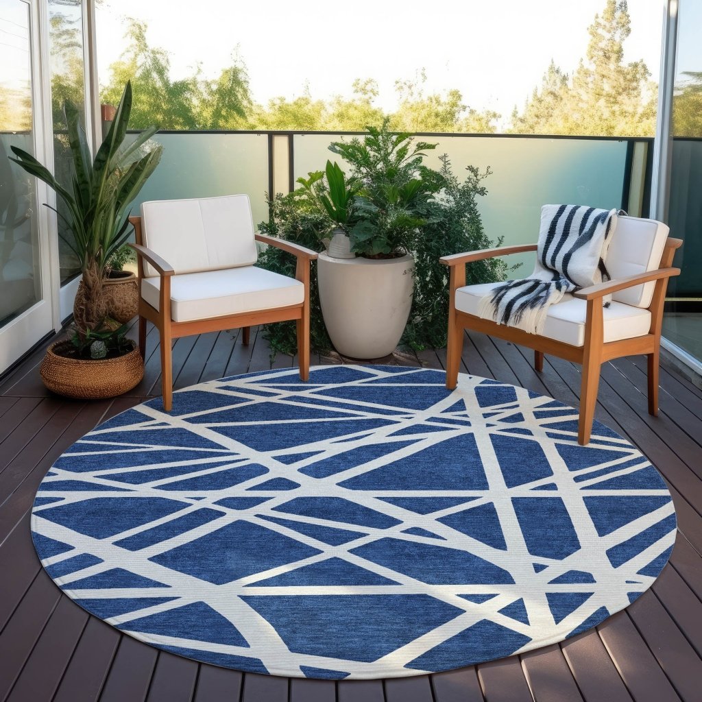 LOOMLAN Rugs Zephina Blue Washable Indoor-Outdoor Rug