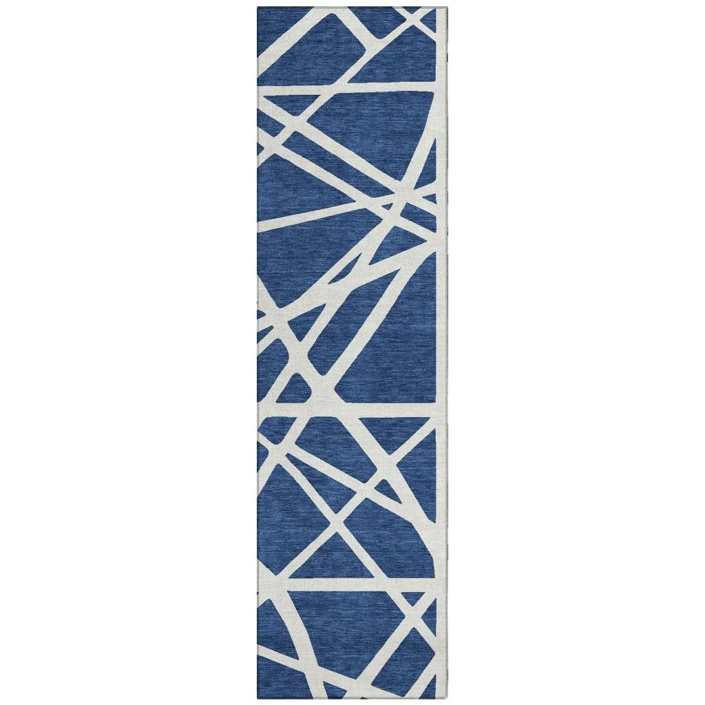 LOOMLAN Rugs Zephina Blue Washable Indoor-Outdoor Rug