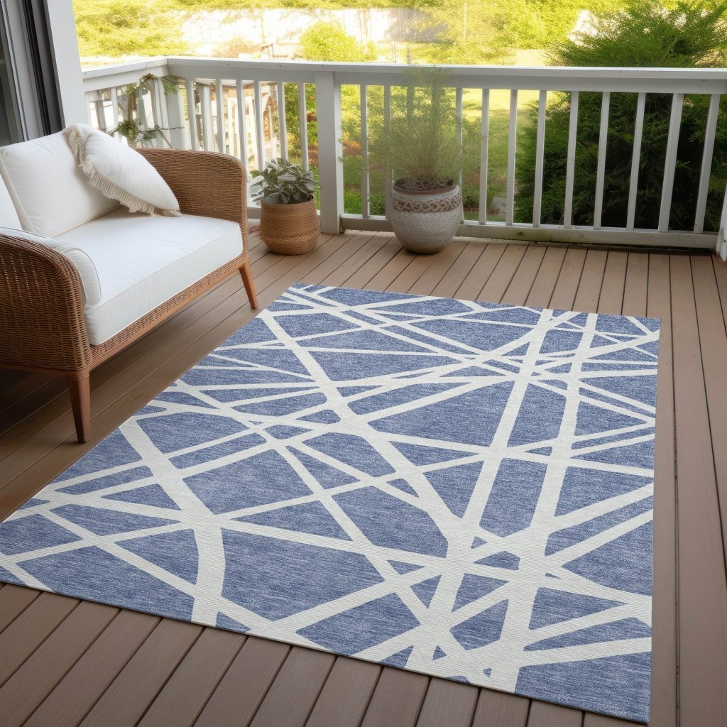 LOOMLAN Rugs Zephina Denim Washable Indoor-Outdoor Rug