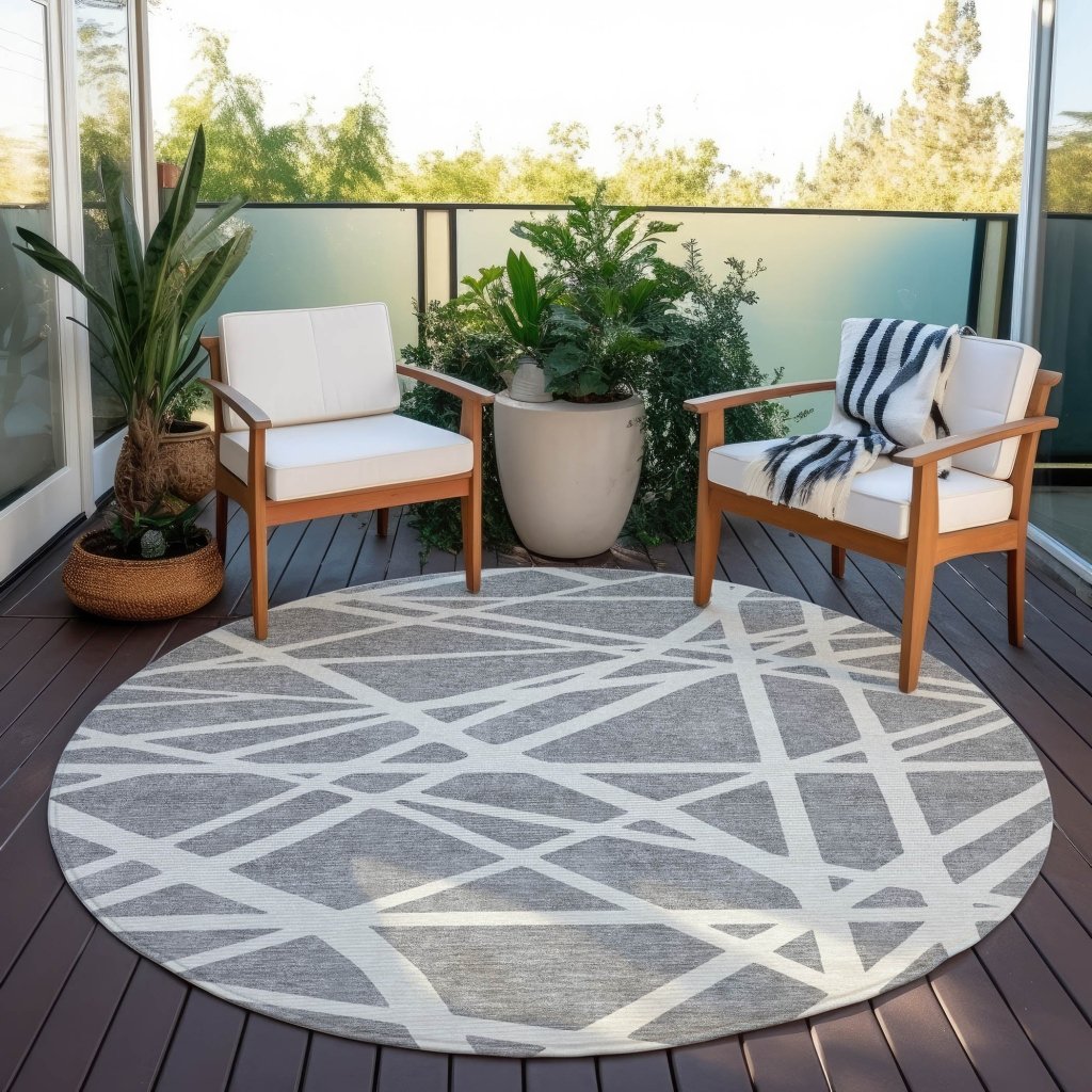 LOOMLAN Rugs Zephina Gray Washable Indoor-Outdoor Rug