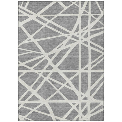 LOOMLAN Rugs Zephina Gray Washable Indoor-Outdoor Rug
