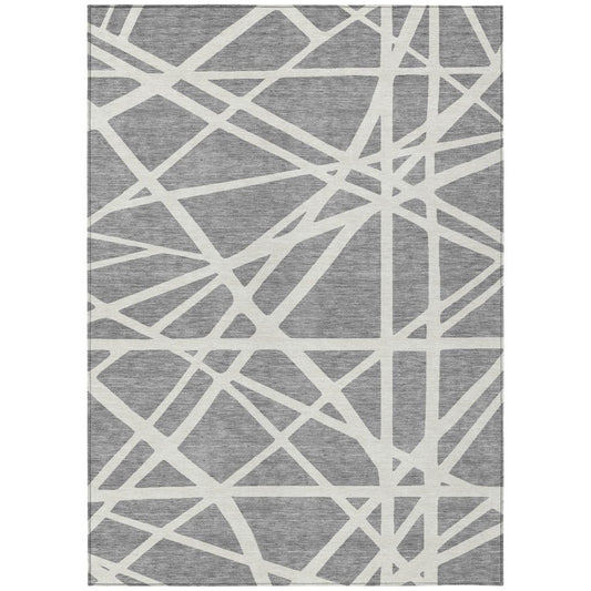 LOOMLAN Rugs Zephina Gray Washable Indoor-Outdoor Rug