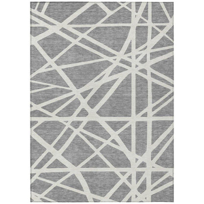 LOOMLAN Rugs Zephina Gray Washable Indoor-Outdoor Rug