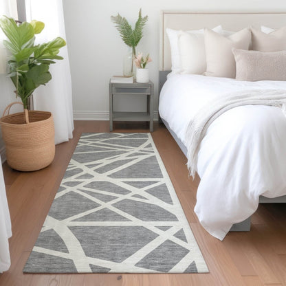 LOOMLAN Rugs Zephina Gray Washable Indoor-Outdoor Rug