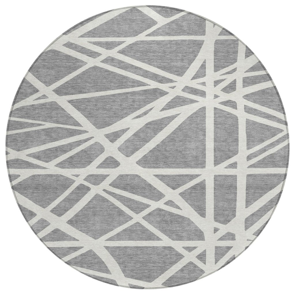 LOOMLAN Rugs Zephina Gray Washable Indoor-Outdoor Rug