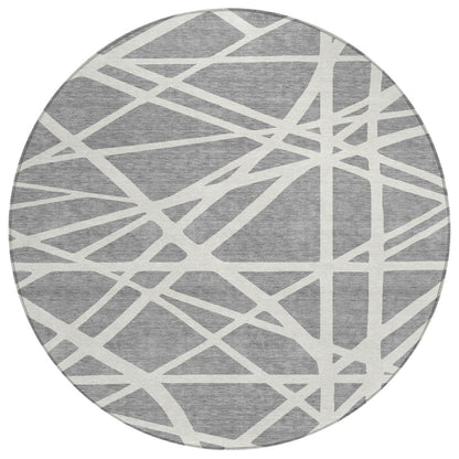 LOOMLAN Rugs Zephina Gray Washable Indoor-Outdoor Rug