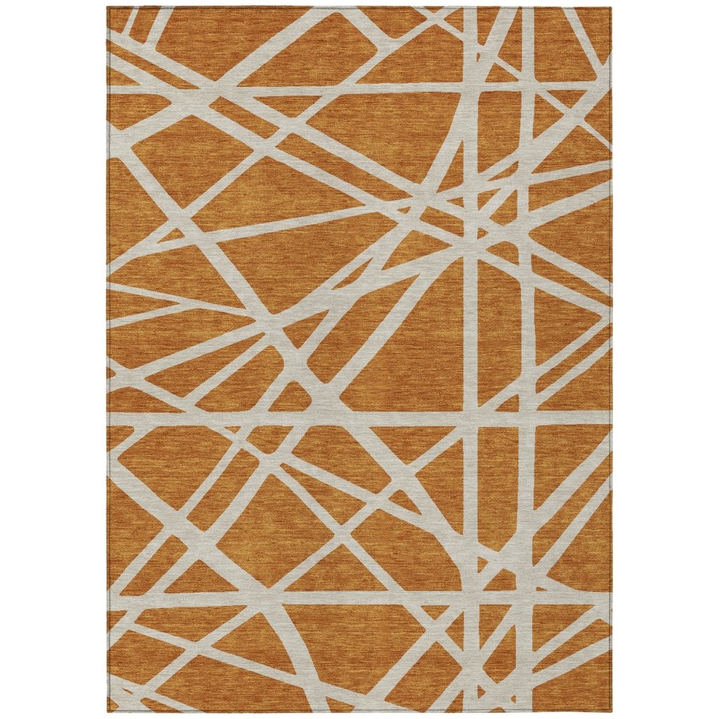 LOOMLAN Rugs Zephina Orange Washable Indoor-Outdoor Rug