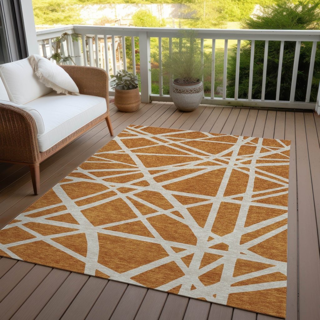 LOOMLAN Rugs Zephina Orange Washable Indoor-Outdoor Rug