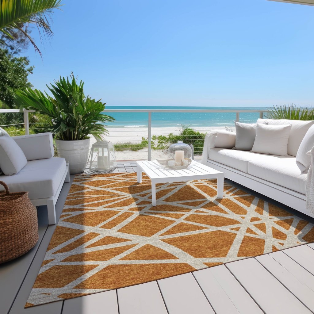 LOOMLAN Rugs Zephina Orange Washable Indoor-Outdoor Rug