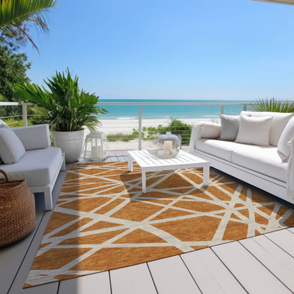 LOOMLAN Rugs Zephina Orange Washable Indoor-Outdoor Rug