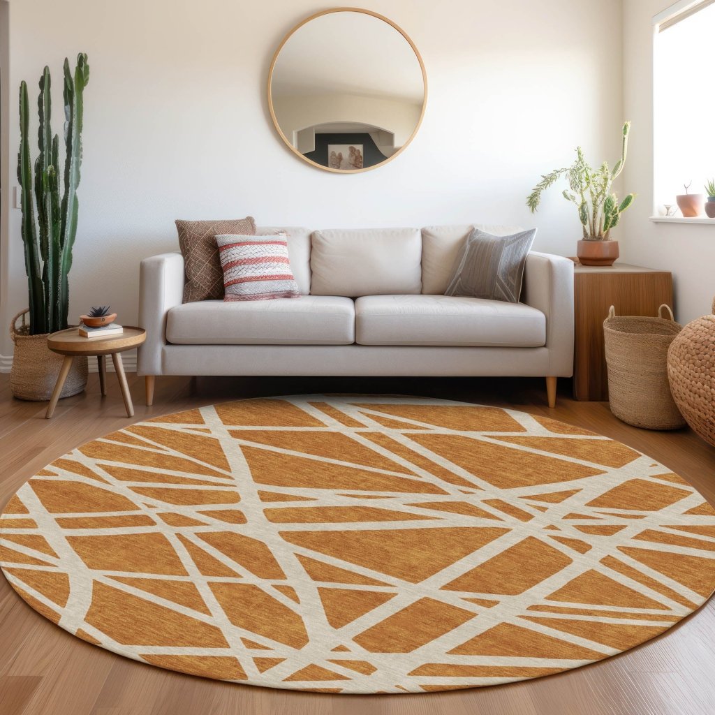 LOOMLAN Rugs Zephina Orange Washable Indoor-Outdoor Rug