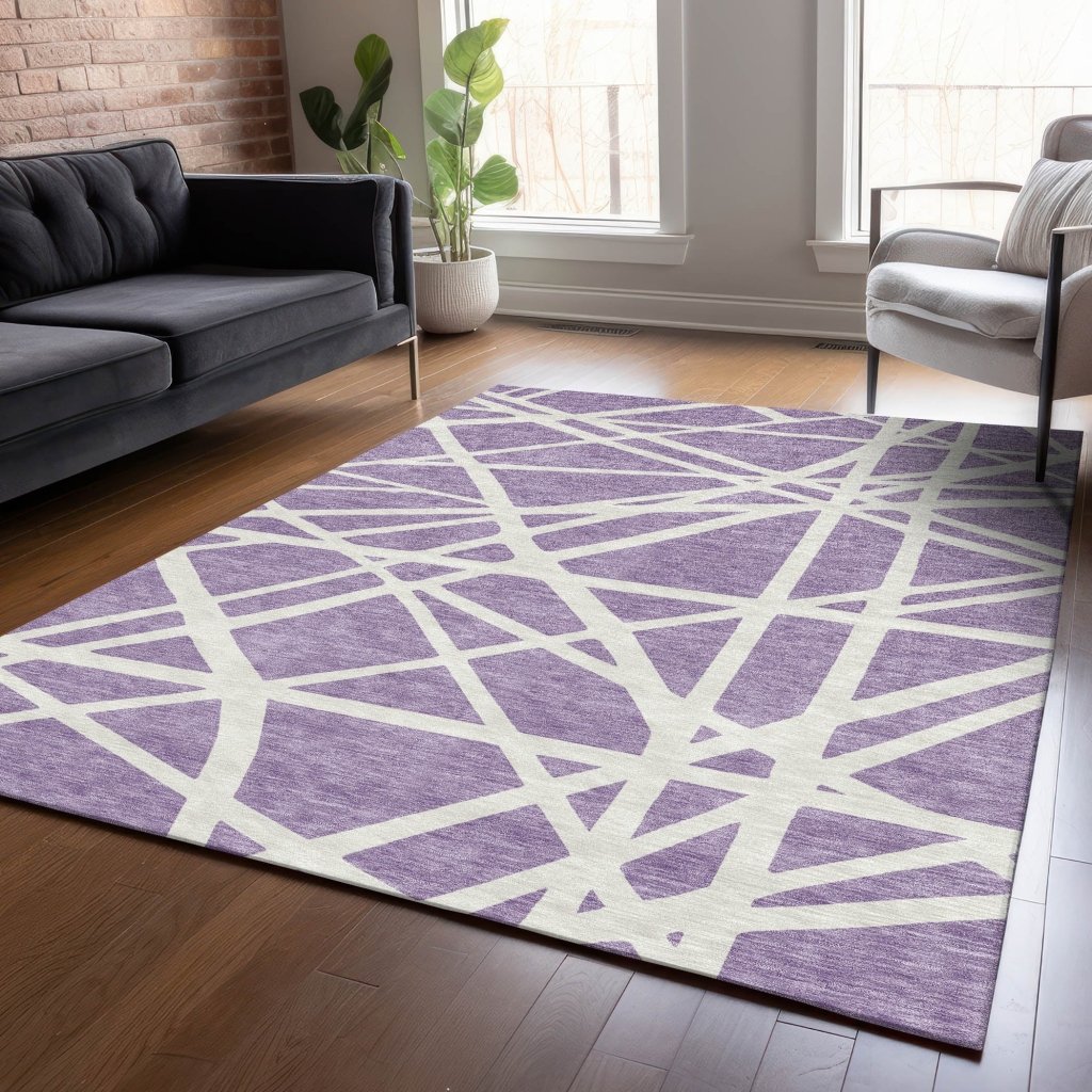 Zephina Purple Washable Indoor - Outdoor Rug - LOOMLAN - LOOMLAN Rugs - Outdoor Rugs