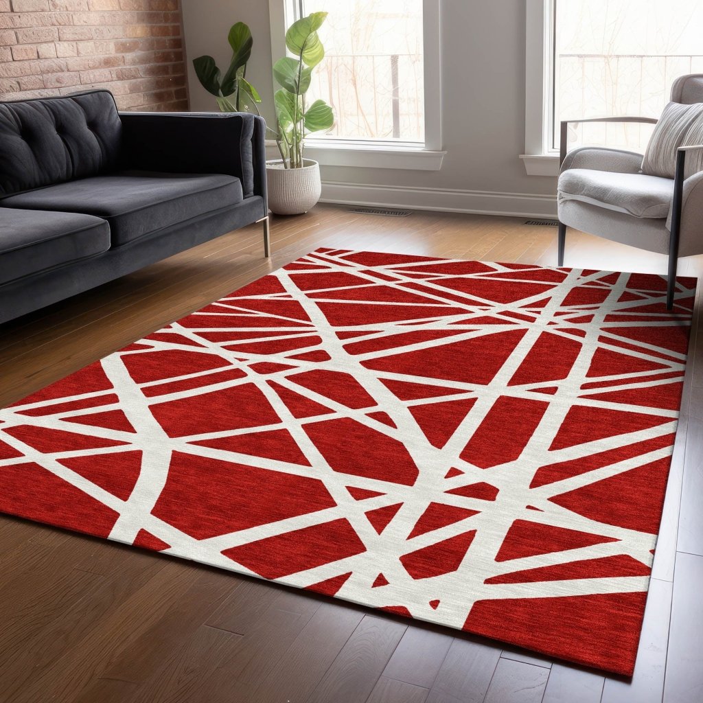 Zephina Red Washable Indoor - Outdoor Rug - LOOMLAN - LOOMLAN Rugs - Outdoor Rugs