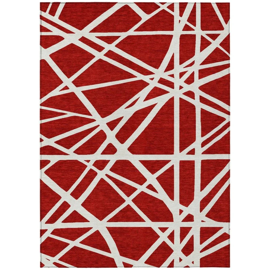 Zephina Red Washable Indoor-Outdoor Rug