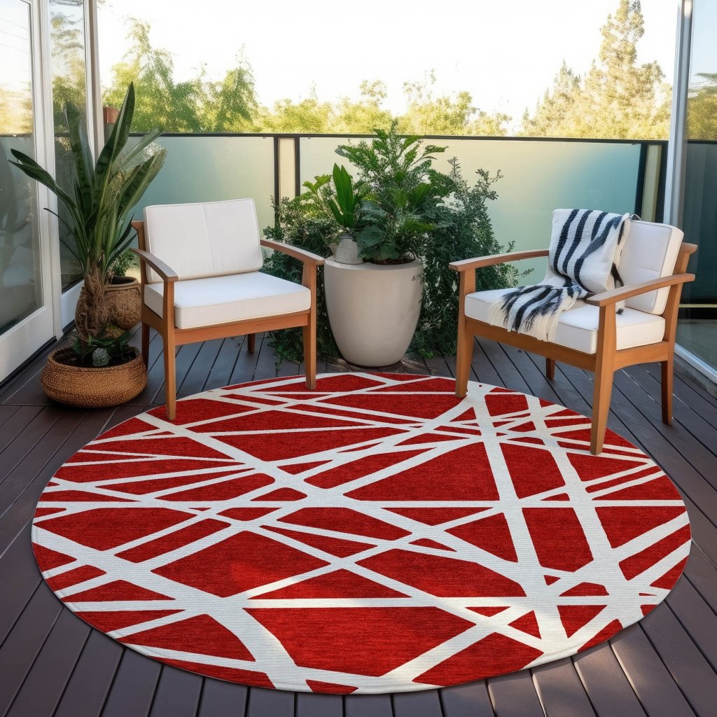 Zephina Red Washable Indoor - Outdoor Rug - LOOMLAN - LOOMLAN Rugs - Outdoor Rugs