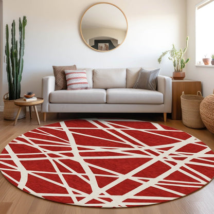 Zephina Red Washable Indoor - Outdoor Rug - LOOMLAN - LOOMLAN Rugs - Outdoor Rugs