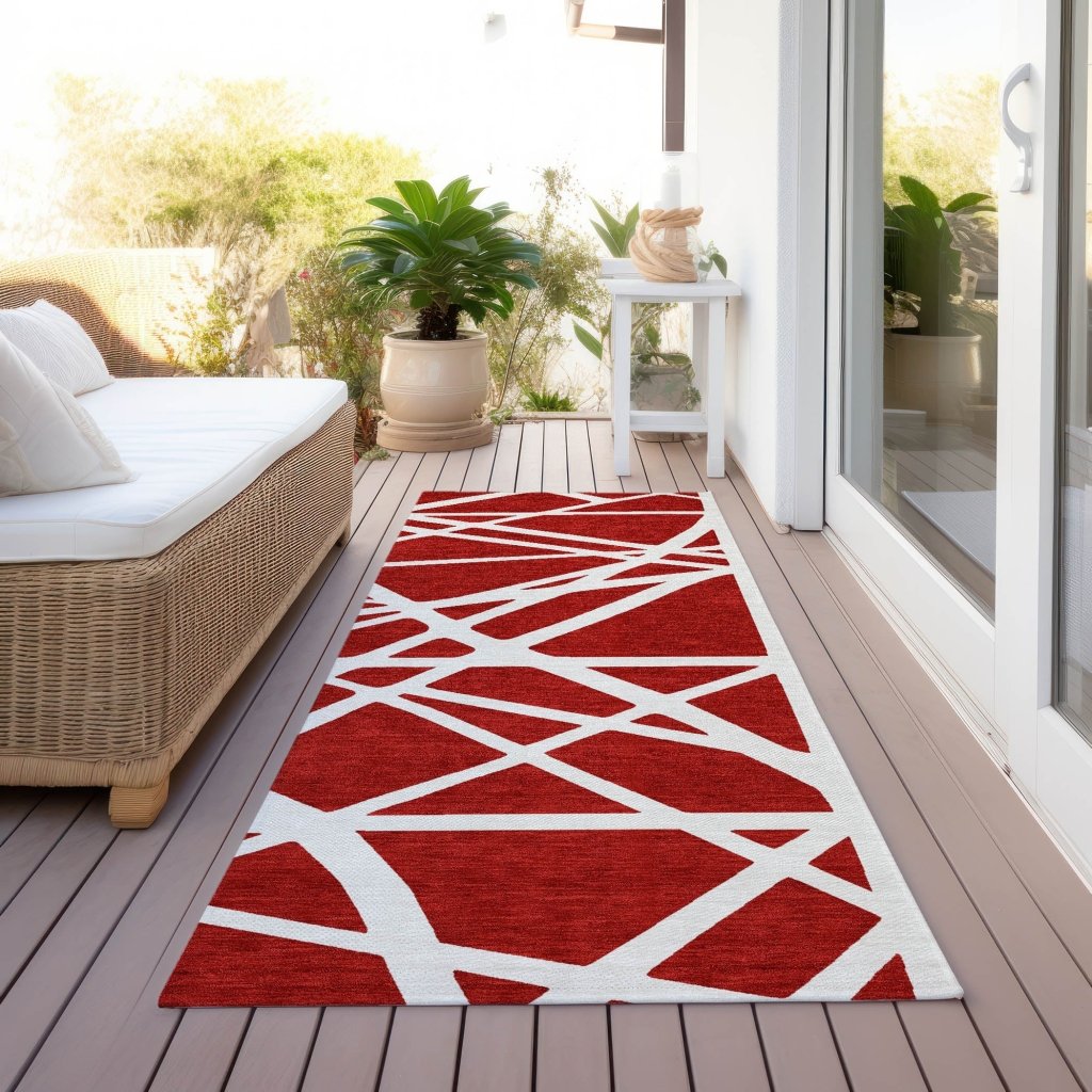 Zephina Red Washable Indoor - Outdoor Rug - LOOMLAN - LOOMLAN Rugs - Outdoor Rugs