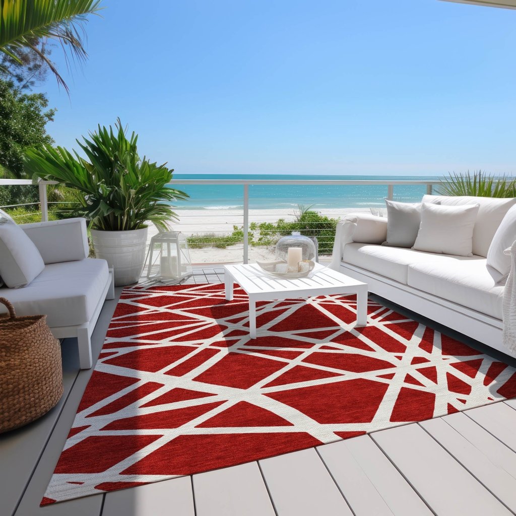 Zephina Red Washable Indoor - Outdoor Rug - LOOMLAN - LOOMLAN Rugs - Outdoor Rugs