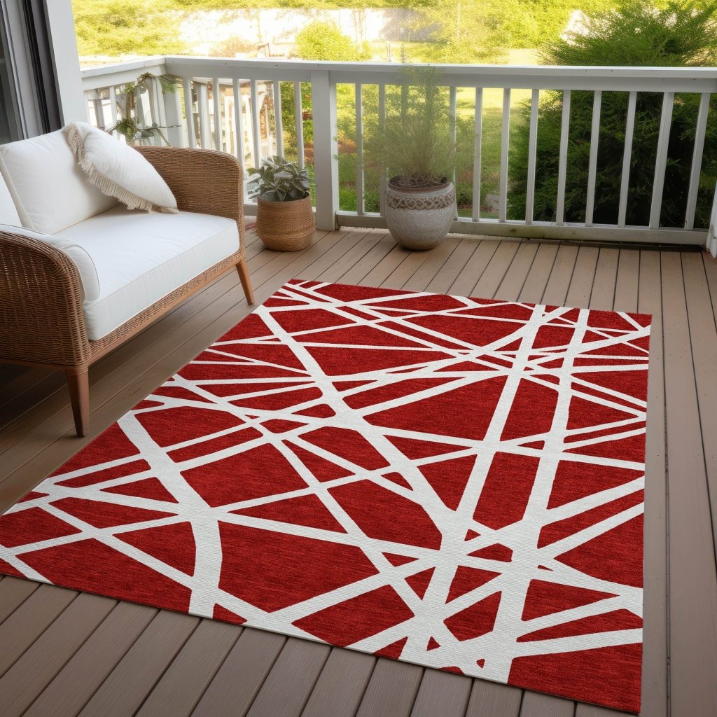 Zephina Red Washable Indoor - Outdoor Rug - LOOMLAN - LOOMLAN Rugs - Outdoor Rugs