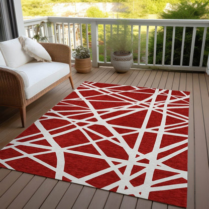 Zephina Red Washable Indoor - Outdoor Rug - LOOMLAN - LOOMLAN Rugs - Outdoor Rugs